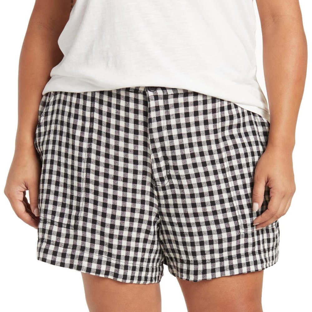 NWT Sanctuary Noa Gingham Linen Blend Shorts Size 26